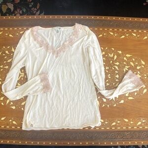 Banana Republic Cream Top w/ Lace Detail